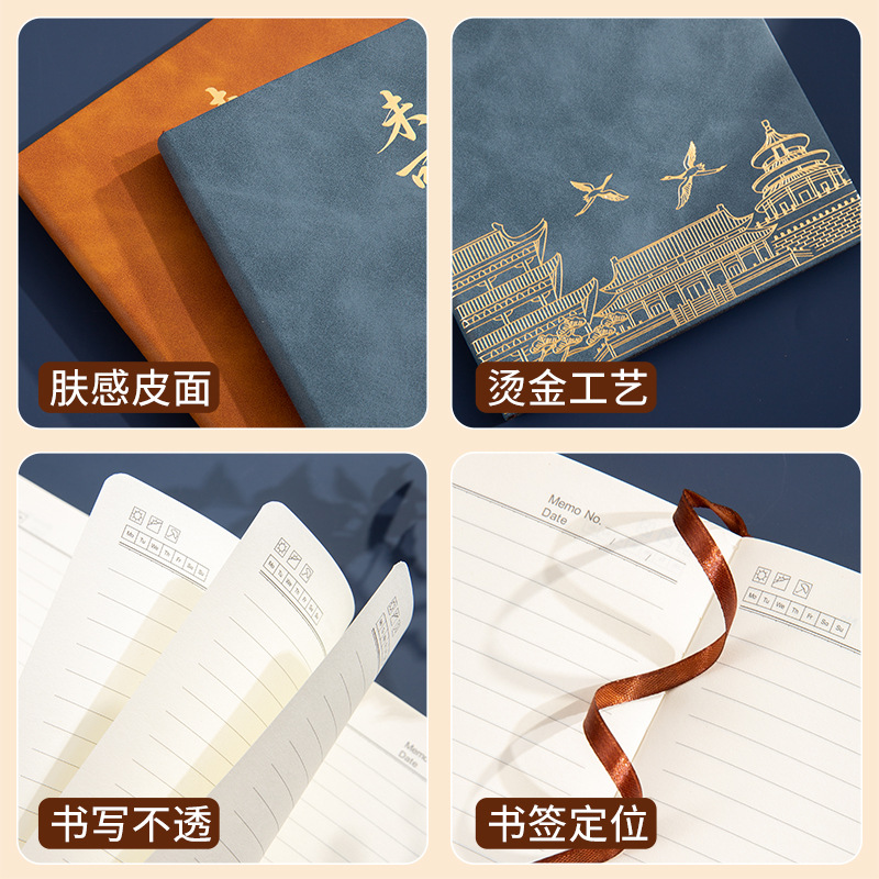 笔记本礼盒套装定制logo商务软皮办公用高颜值厚日记本文具记事本详情图