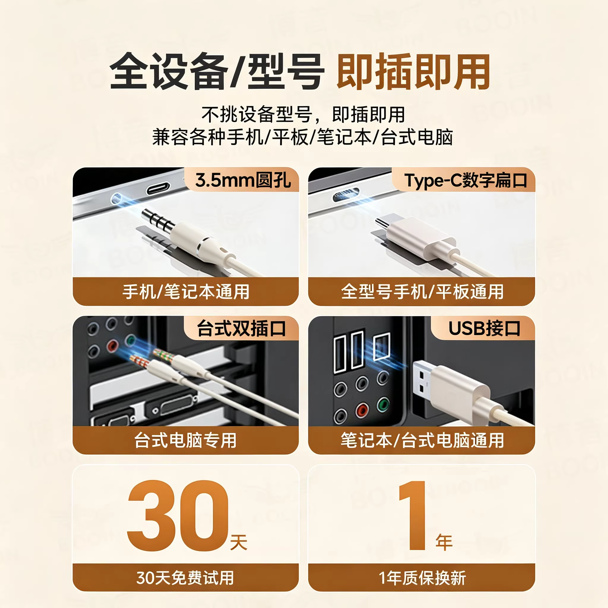 德国有线耳机typec接口不入耳圆孔新款挂耳式降噪不漏音运动专用